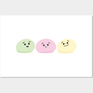 Mochi and Friends - 3 color mochi - tricolor mochi - isolated Posters and Art